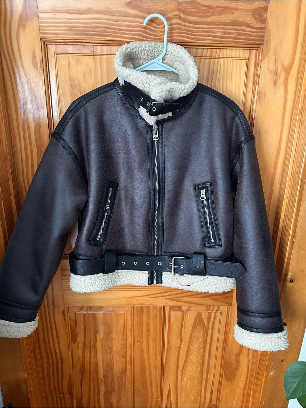 NWT Jason Wu Aviator Jacket Faux Fur Lined Faux Leather crop jacket - Picture 9 of 9